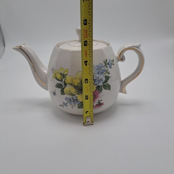 Vintage Ellgreave Genuine Ironstone Floral Teapot With Gold Trim - Picture 4 of 16